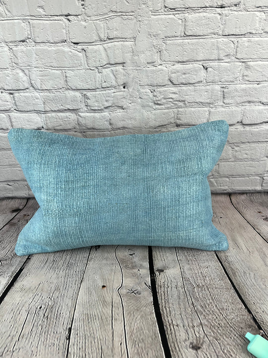 16 x 24 Hemp Pillow Turkish Cushion Natural Blue Pillow Cushion Cover #6218