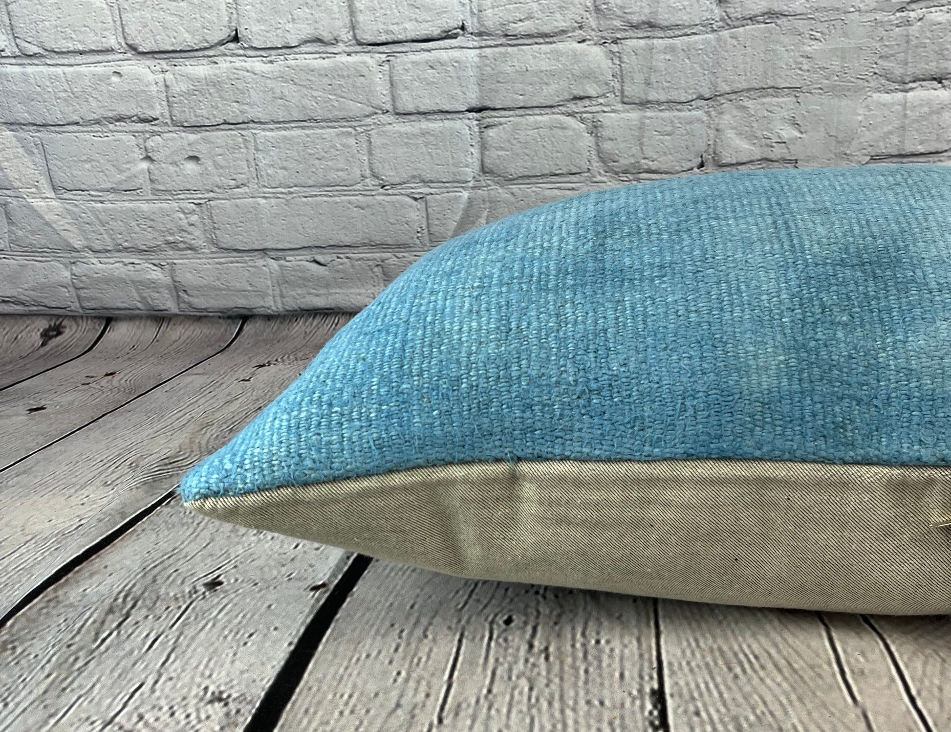 16 x 24 Hemp Pillow Turkish Cushion Natural Blue Pillow Cushion Cover #6216