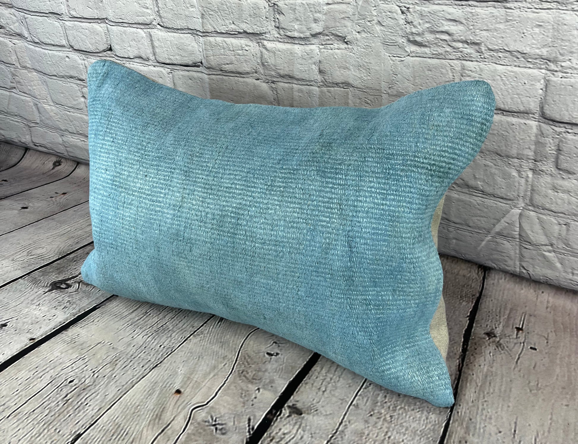 16 x 24 Hemp Pillow Turkish Cushion Natural Blue Pillow Cushion Cover #6214