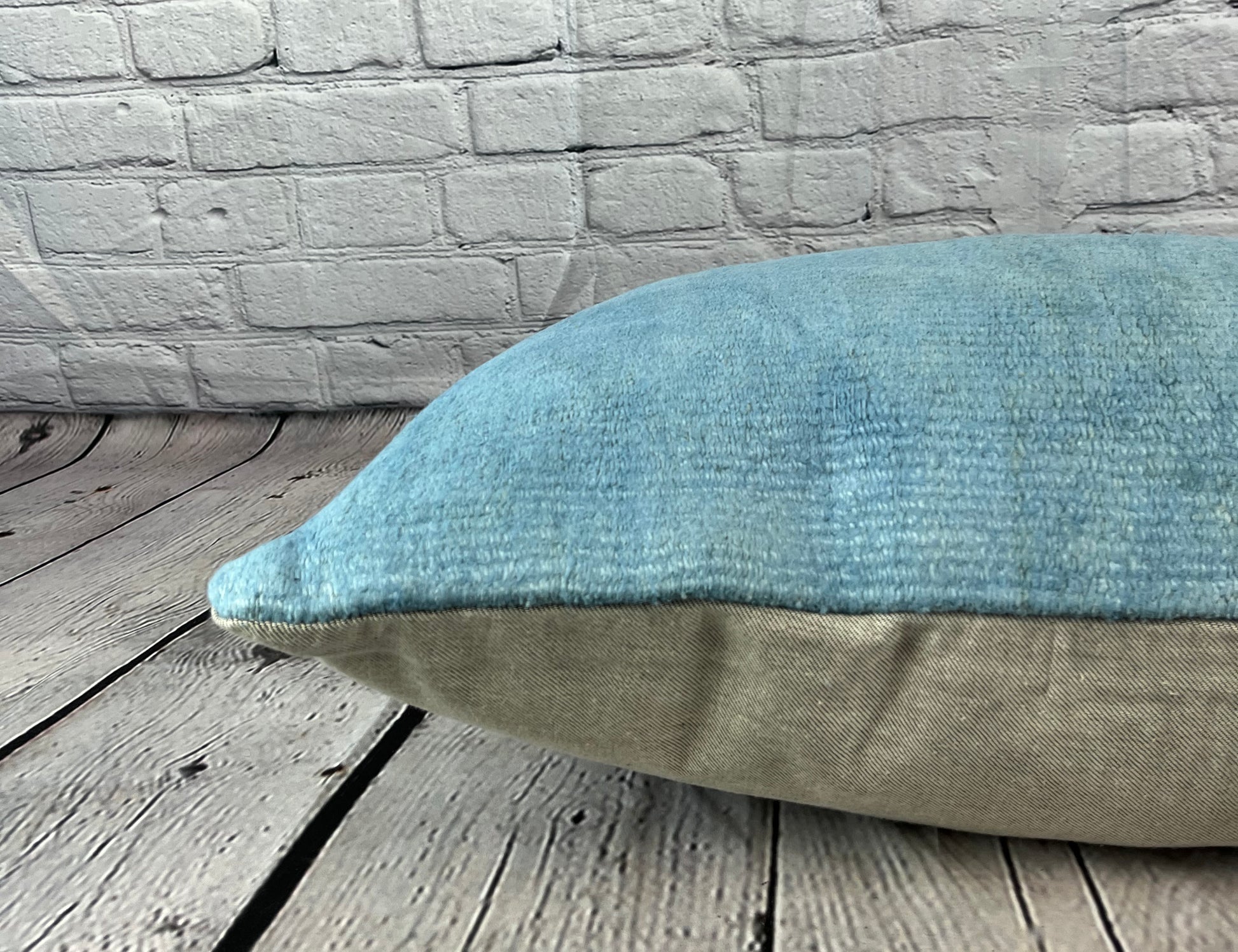 16 x 24 Hemp Pillow Turkish Cushion Natural Blue Pillow Cushion Cover #6220