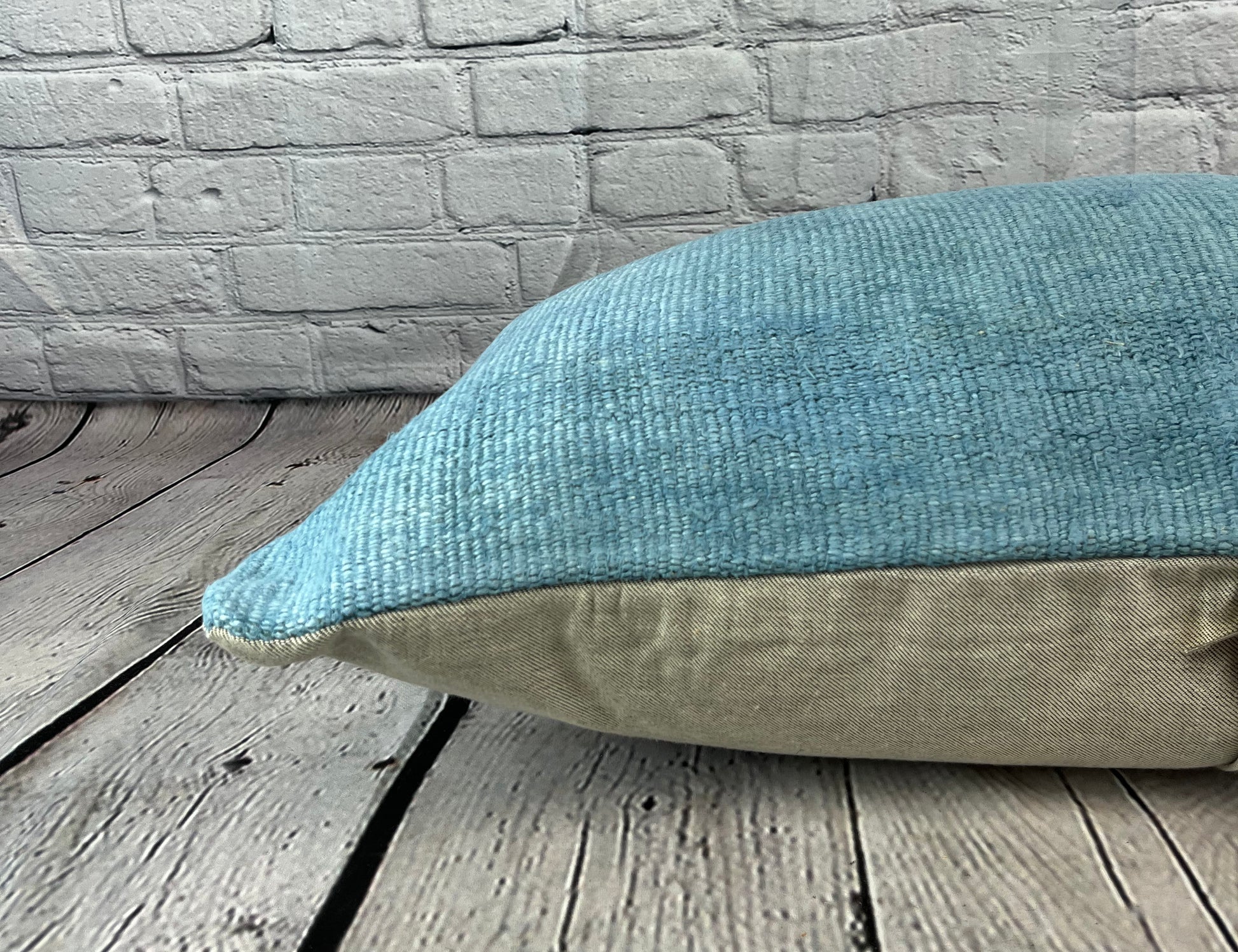 16 x 24 Hemp Pillow Turkish Cushion Natural Blue Pillow Cushion Cover #6215