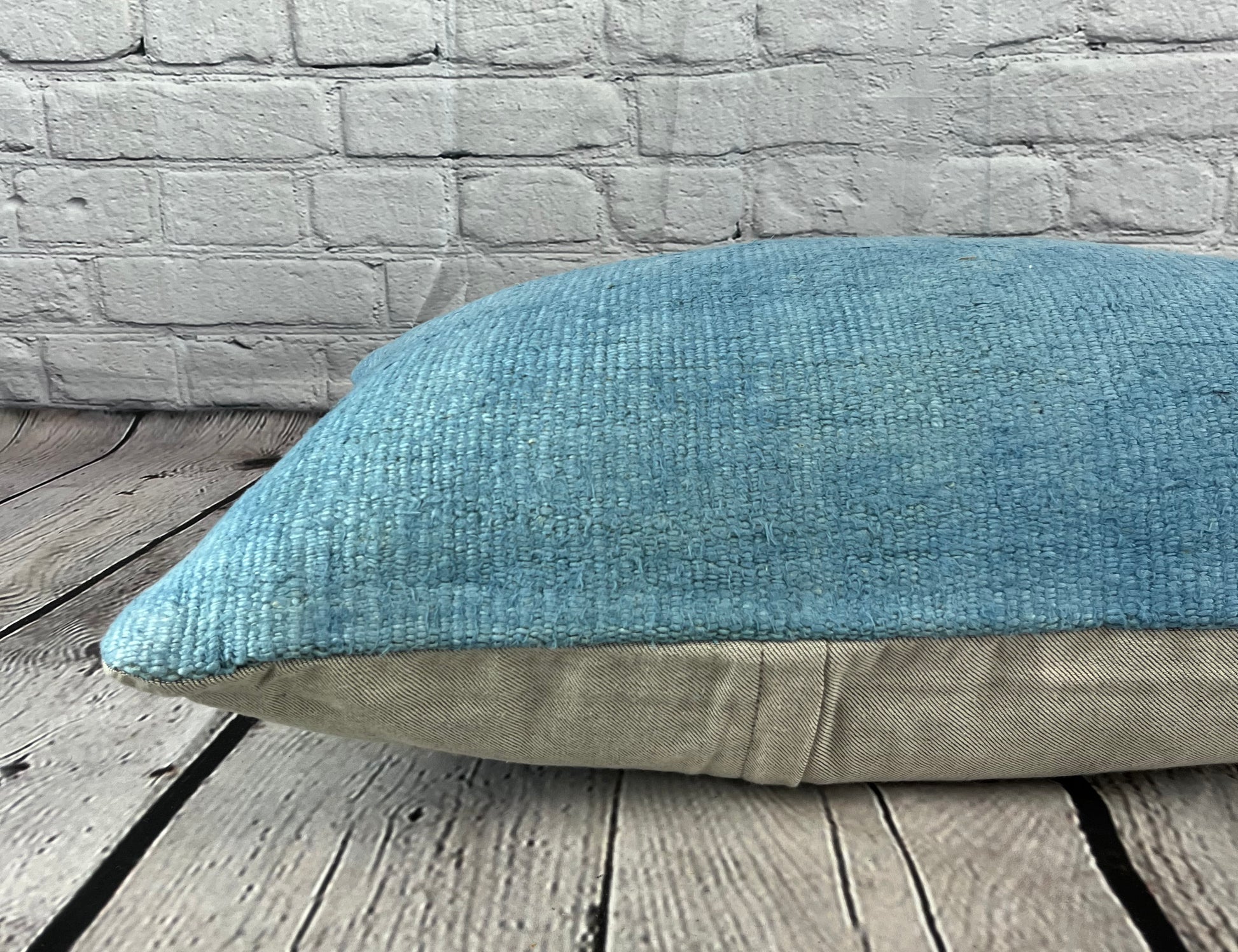 16 x 24 Hemp Pillow Turkish Cushion Natural Blue Pillow Cushion Cover #6210