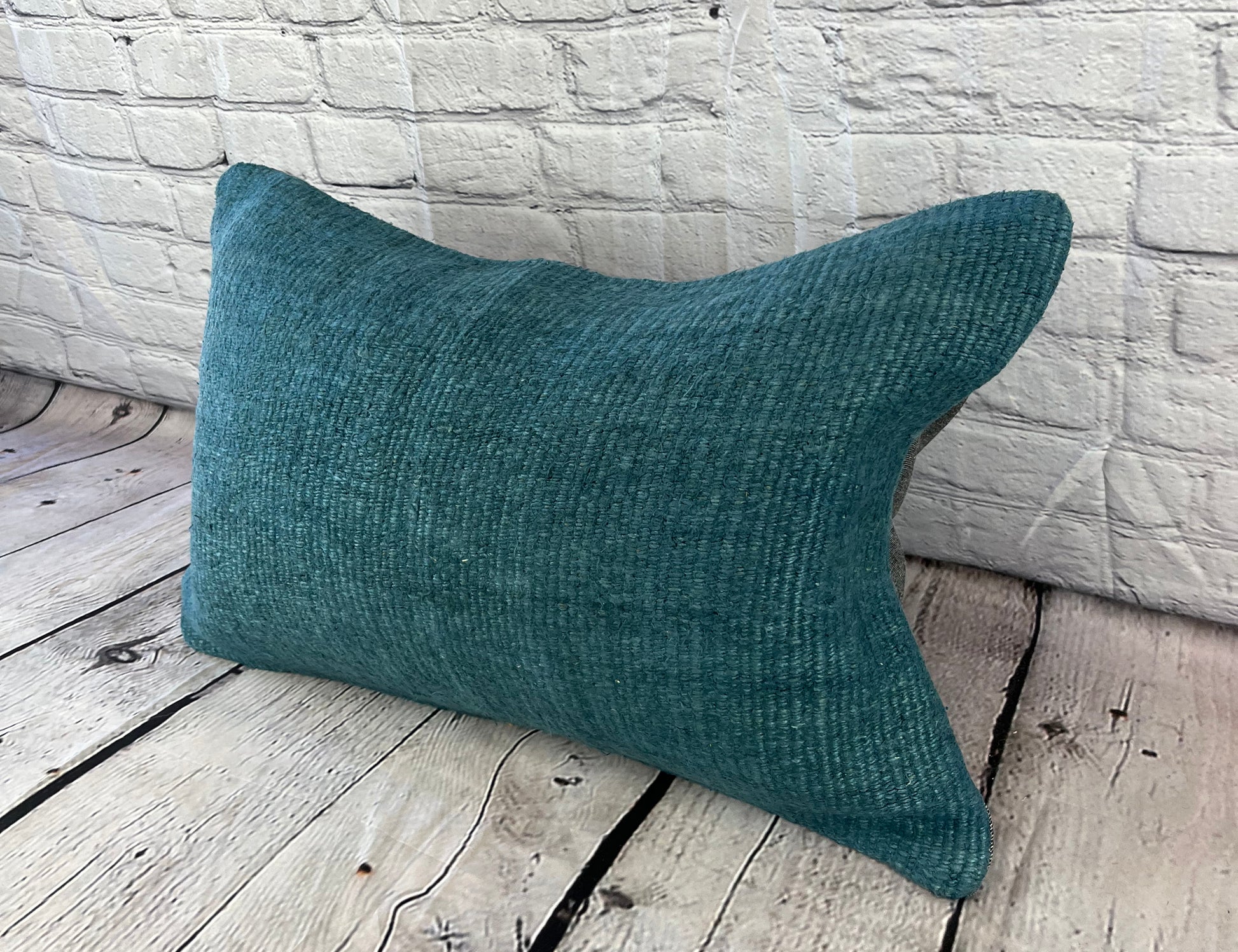 16 x 24 Hemp Pillow Turkish Cushion Natural Grayish Blue Pillow Cushion Cover #6397