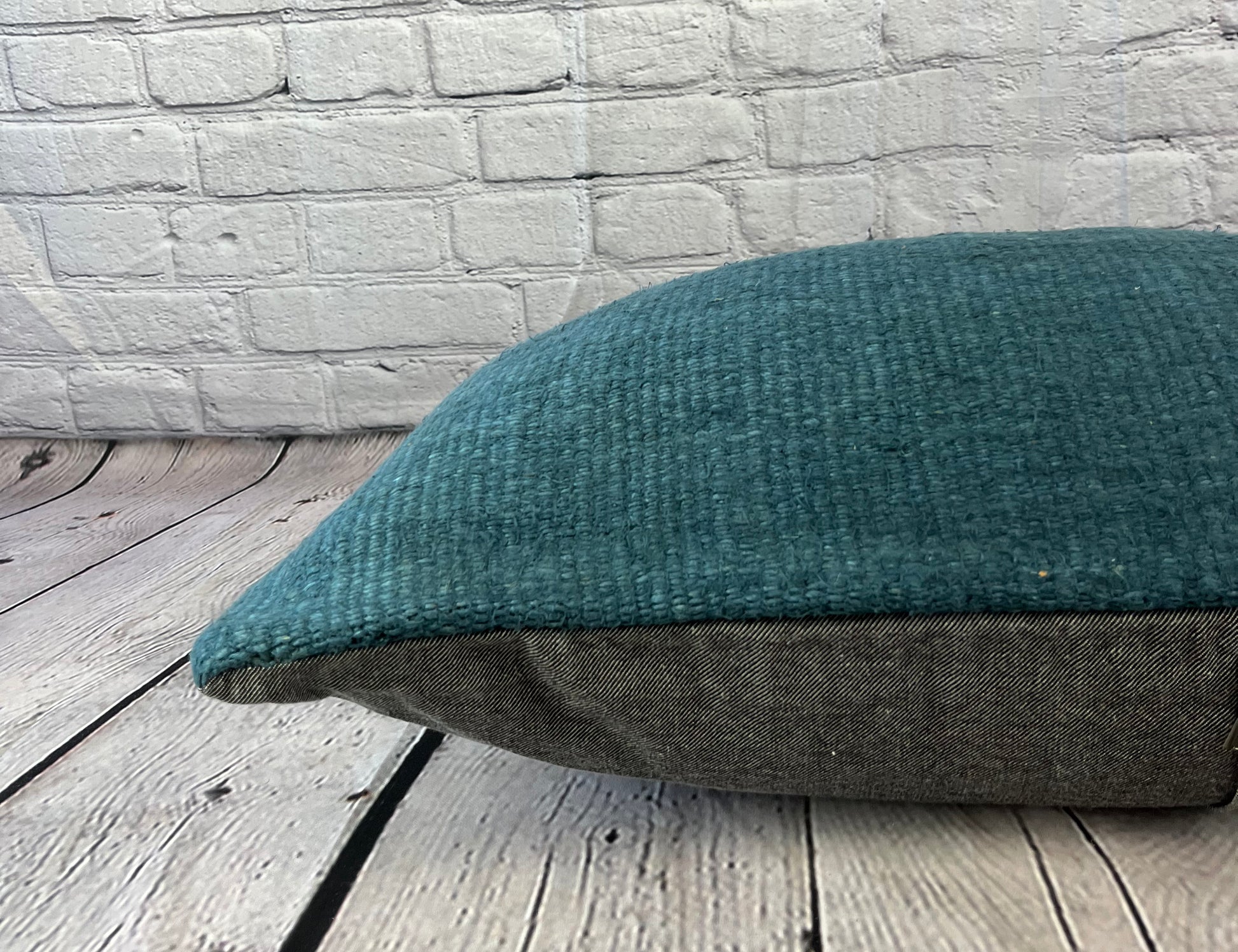 16 x 24 Hemp Pillow Turkish Cushion Natural Grayish Blue Pillow Cushion Cover #6397