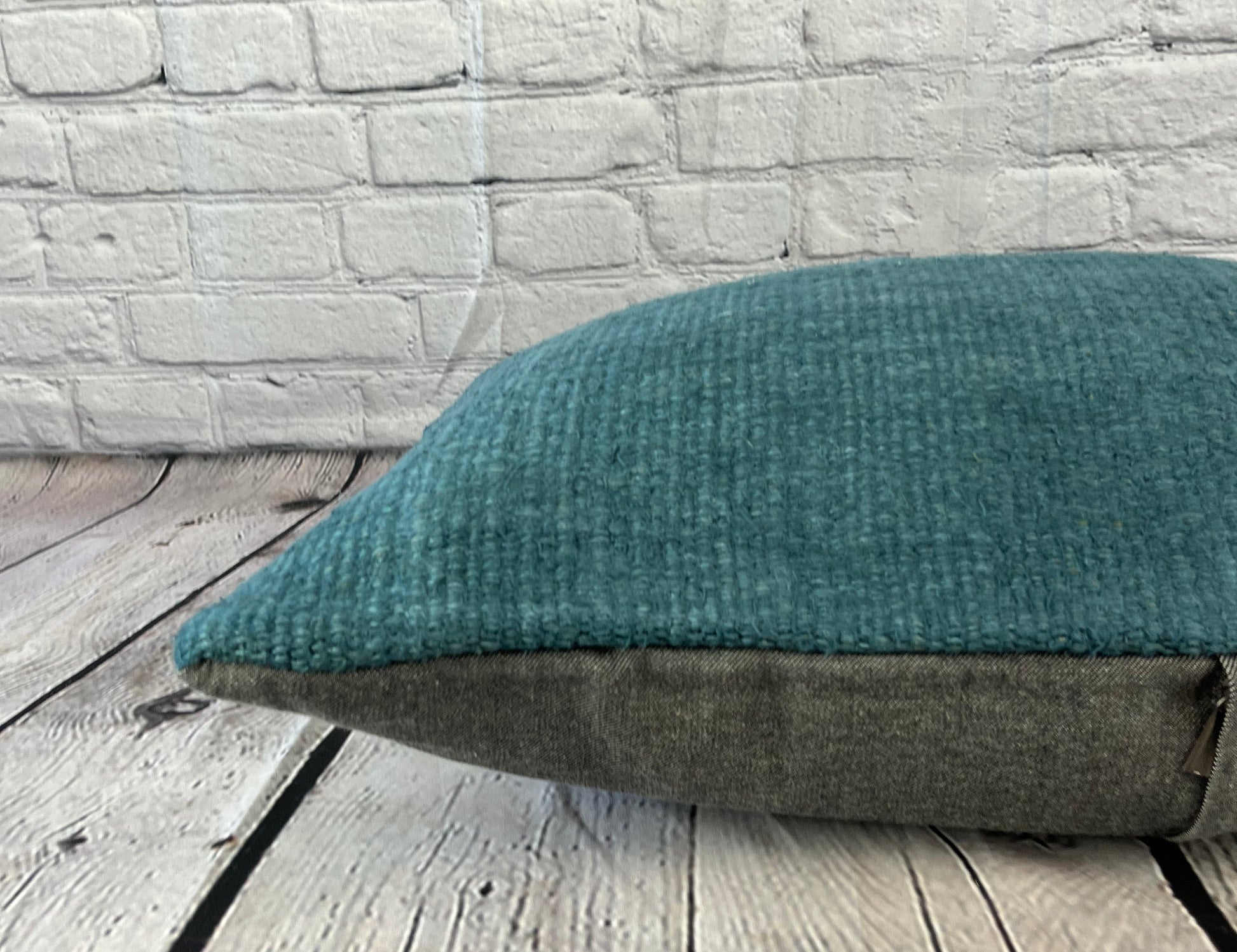 16 x 24 Hemp Pillow Turkish Cushion Natural Grayish Blue Pillow Cushion Cover #6403