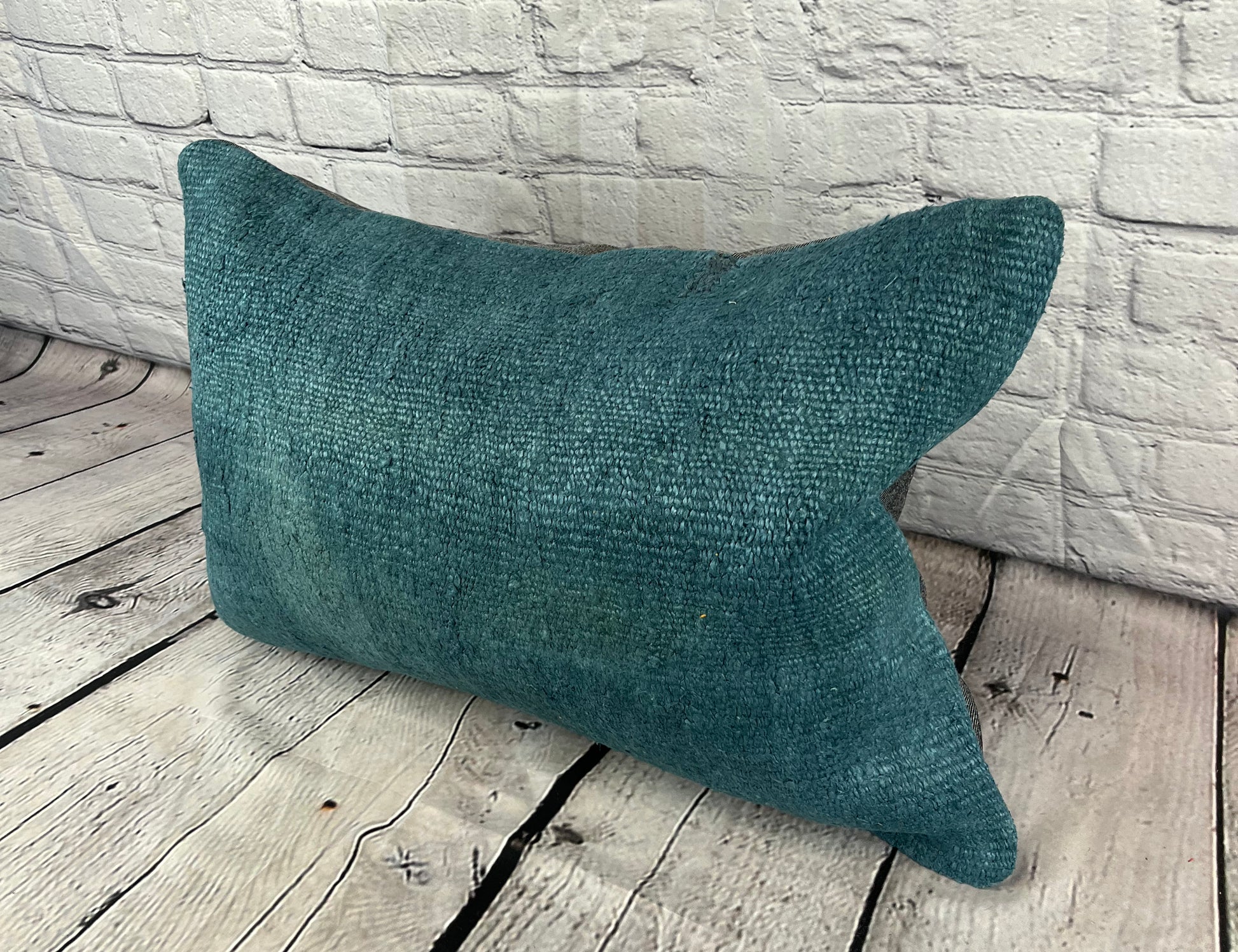16 x 24 Hemp Pillow Turkish Cushion Natural Grayish Blue Pillow Cushion Cover #6407