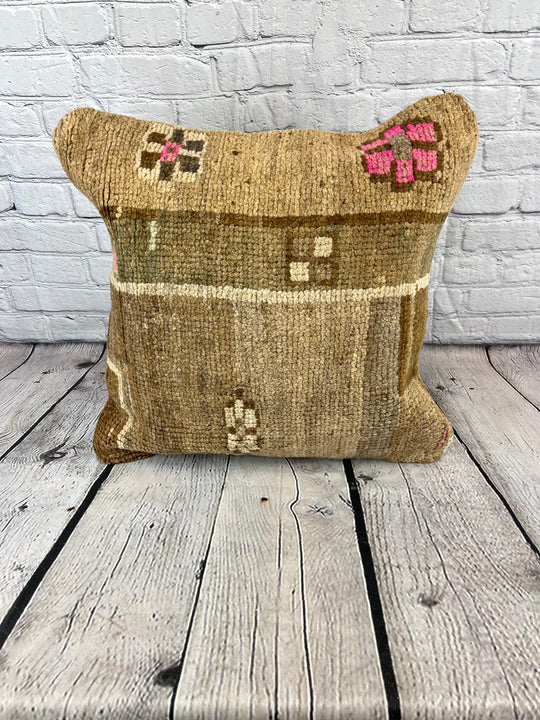 20 x 20 Rug Pillow Emerald Haven Turkish Pillow Cushion Cover #7661