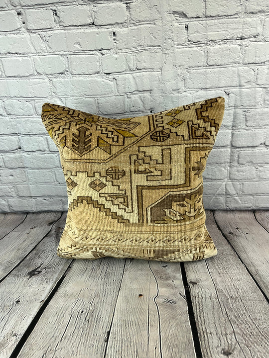 20 x 20 Rug Pillow Sultanate Golden Twilight Turkish Pillow Cushion Cover #7389