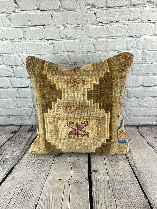 20 x 20 Rug Pillow Cappadocian Dreamy Turkish Pillow Cushion Cover #7410