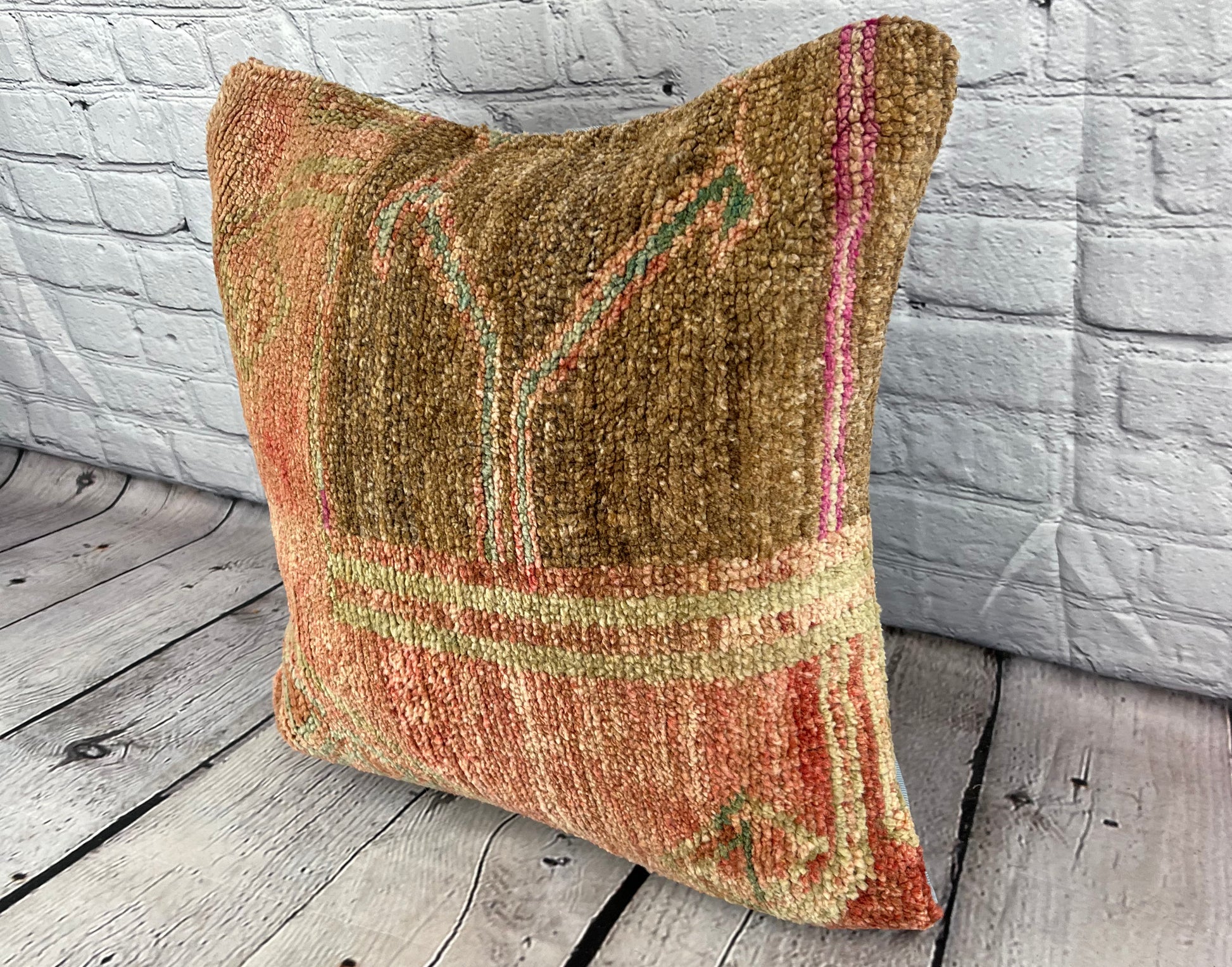 20 x 20 Rug Pillow Tranquil Harbor Turkish Pillow Cushion Cover #7378