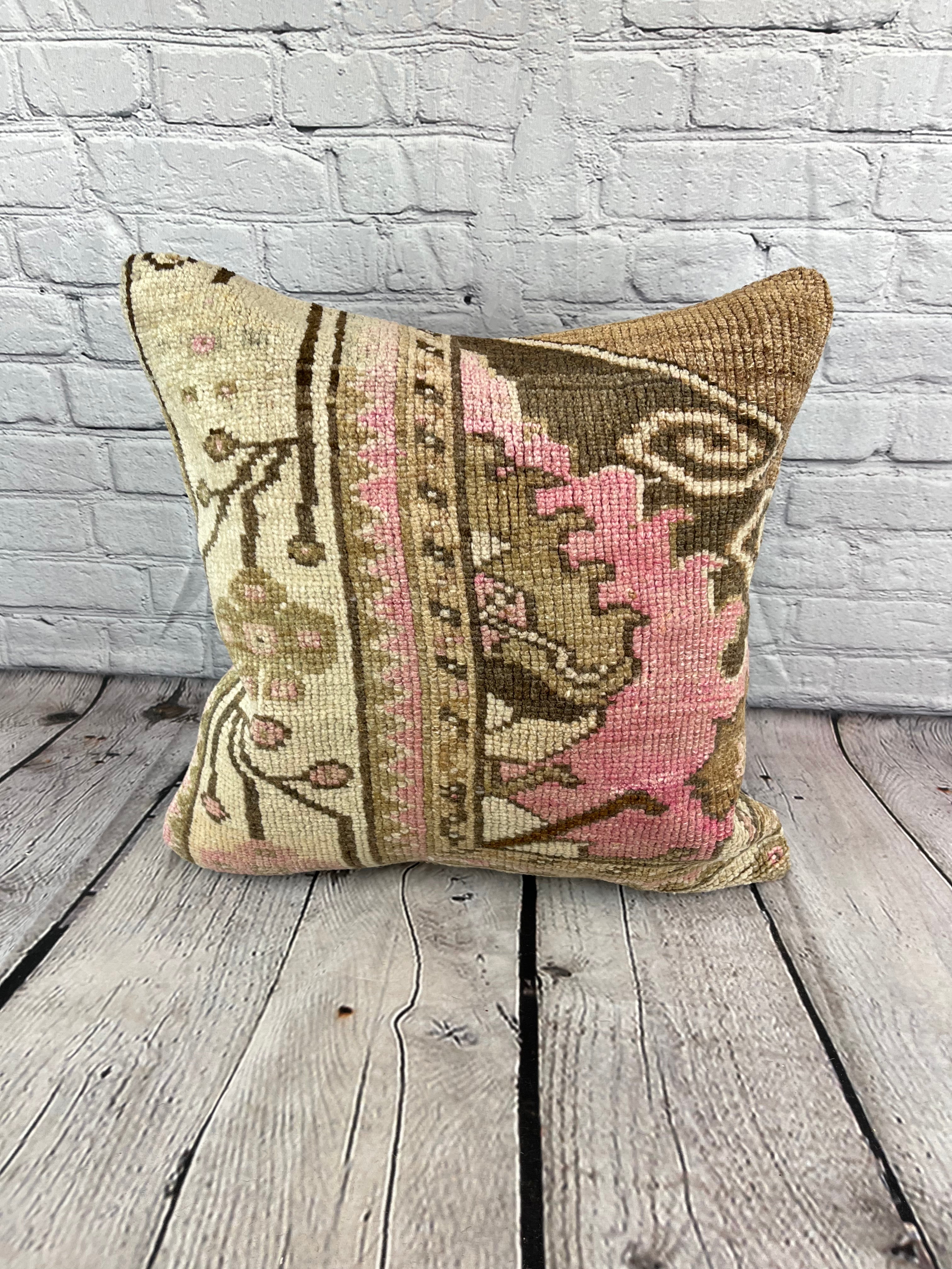 Carpet Pillow, ID 678, Carpet Rug Pillow 16x24, Turkish Rug Pillow, outlet Handmade pillow, boho pillow, vintage pillow, Rug pillow, wool pillow