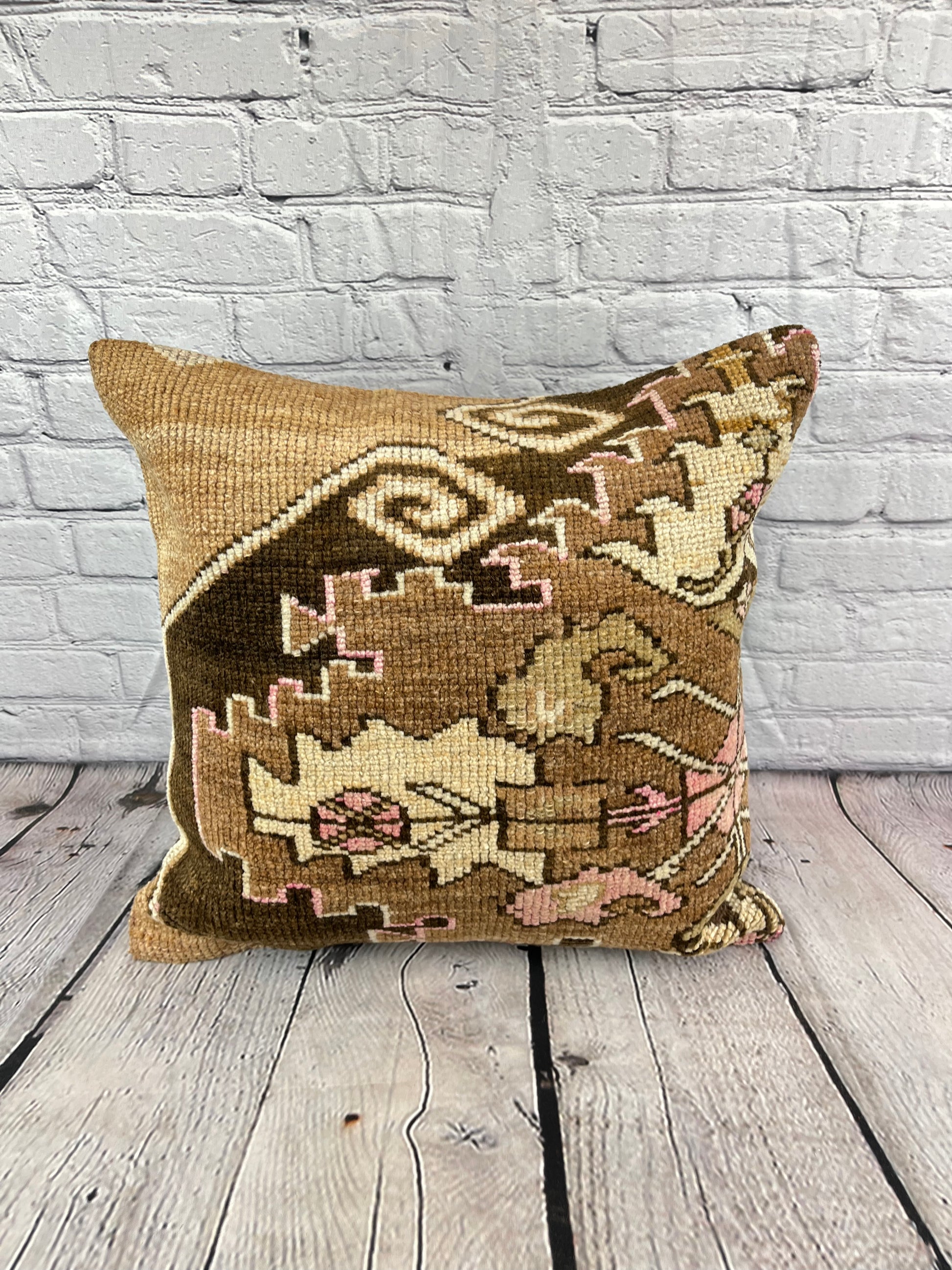 20 x 20 Rug Pillow Golden Twilight Turkish Pillow Cushion Cover #7333