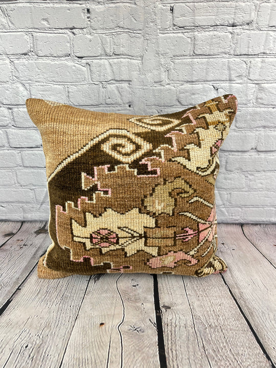 20 x 20 Rug Pillow Golden Twilight Turkish Pillow Cushion Cover #7333