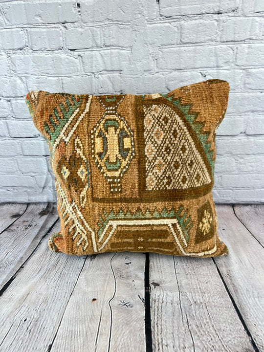 20 x 20 Rug Pillow Enchanted Oasis Turkish Pillow Cushion Cover #7851