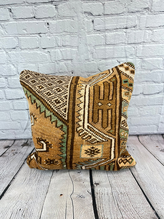 20 x 20 Rug Pillow Azure Melody Turkish Pillow Cushion Cover #7627