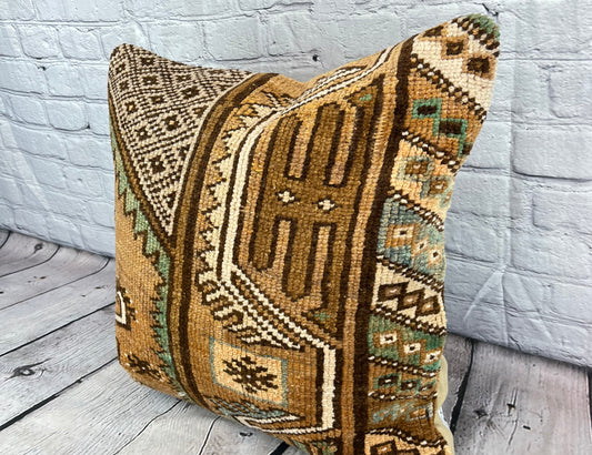 20 x 20 Rug Pillow Azure Melody Turkish Pillow Cushion Cover #7627