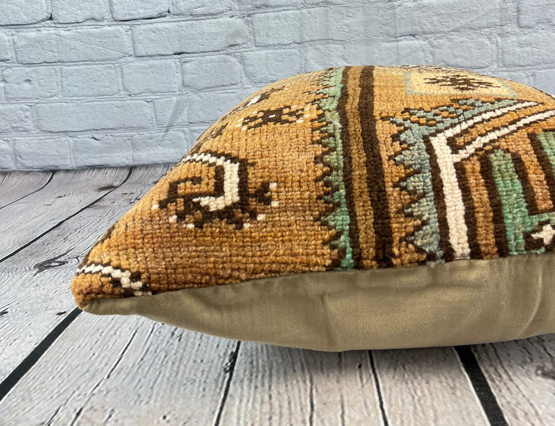 20 x 20 Rug Pillow Azure Melody Turkish Pillow Cushion Cover #7627