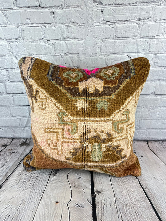 20 x 20 Rug Pillow Whispering Mists Turkish Pillow Cushion Cover #7614