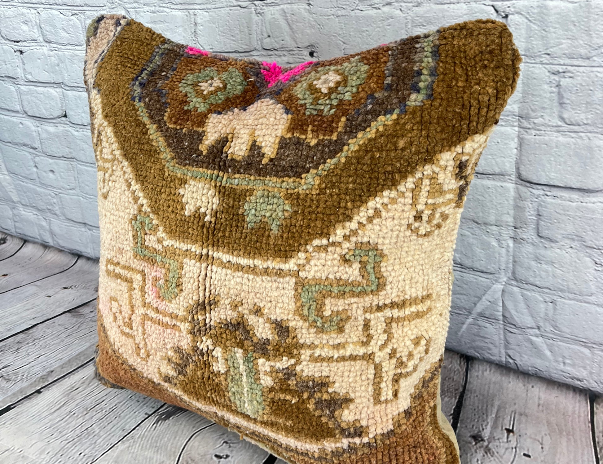 20 x 20 Rug Pillow Whispering Mists Turkish Pillow Cushion Cover #7614
