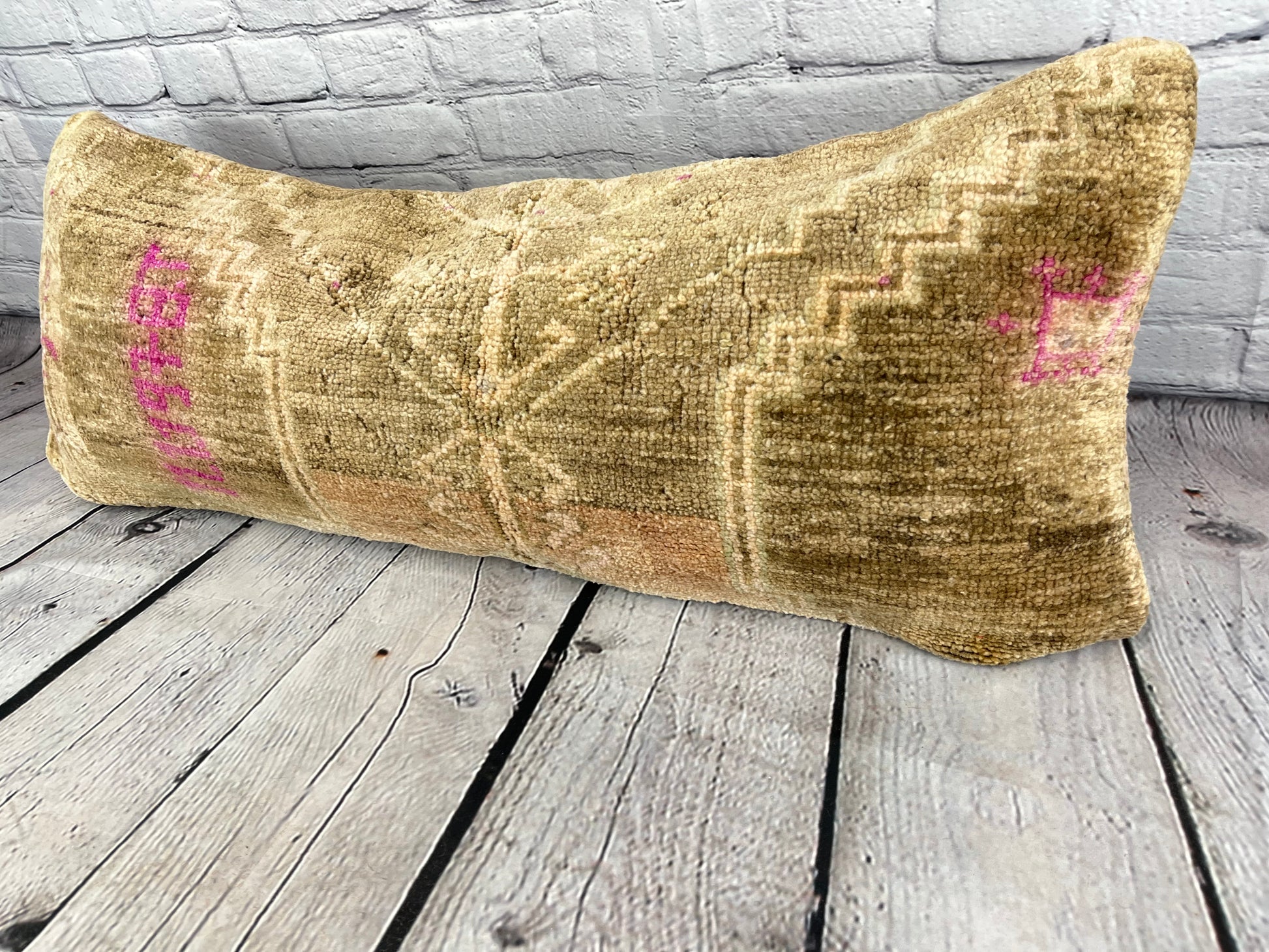 14 x 35 Lumbar Rug Pillow Sultanate Bliss Turkish Pillow Cushion Cover #7816