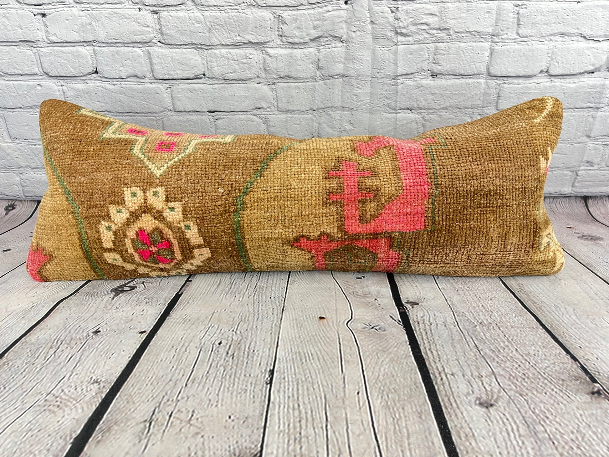 14 x 35 Lumbar Rug Pillow Ottoman Serene Turkish Pillow Cushion Cover #7800