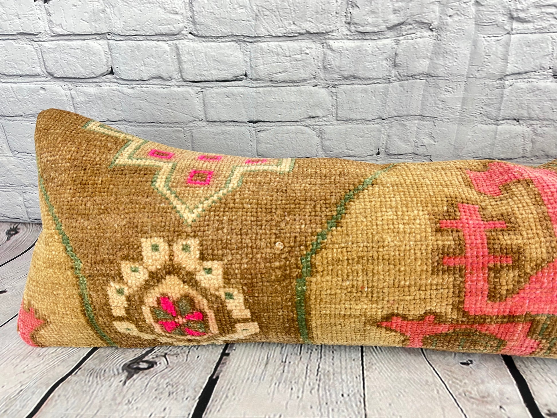 14 x 35 Lumbar Rug Pillow Ottoman Serene Turkish Pillow Cushion Cover #7800