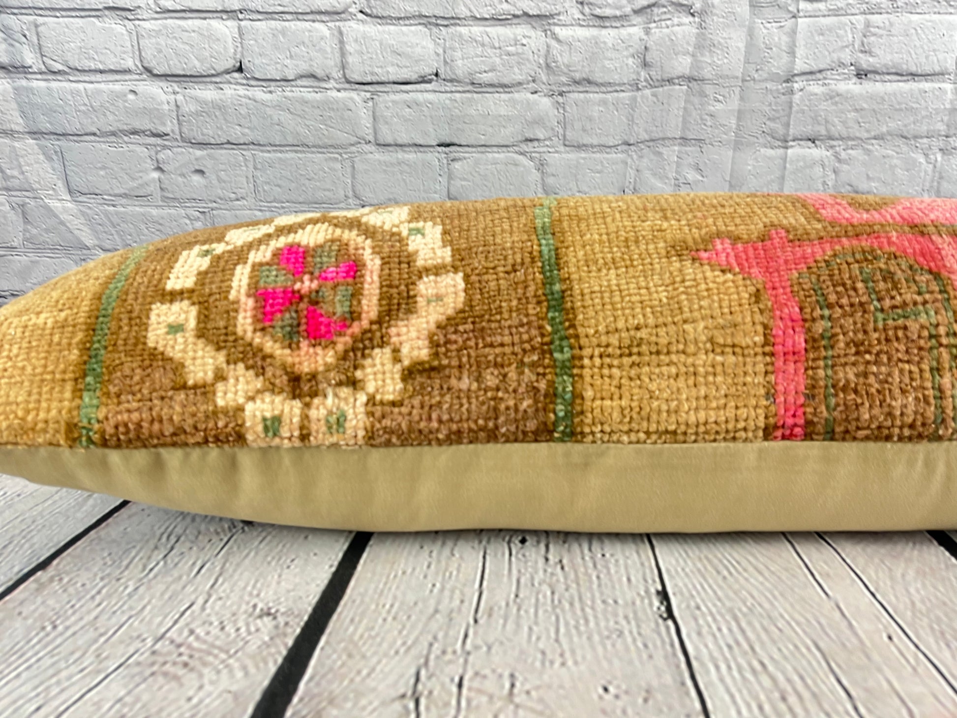 14 x 35 Lumbar Rug Pillow Ottoman Serene Turkish Pillow Cushion Cover #7800
