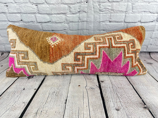 14 x 35 Lumbar Rug Pillow Luxe Corner Turkish Pillow Cushion Cover #7586