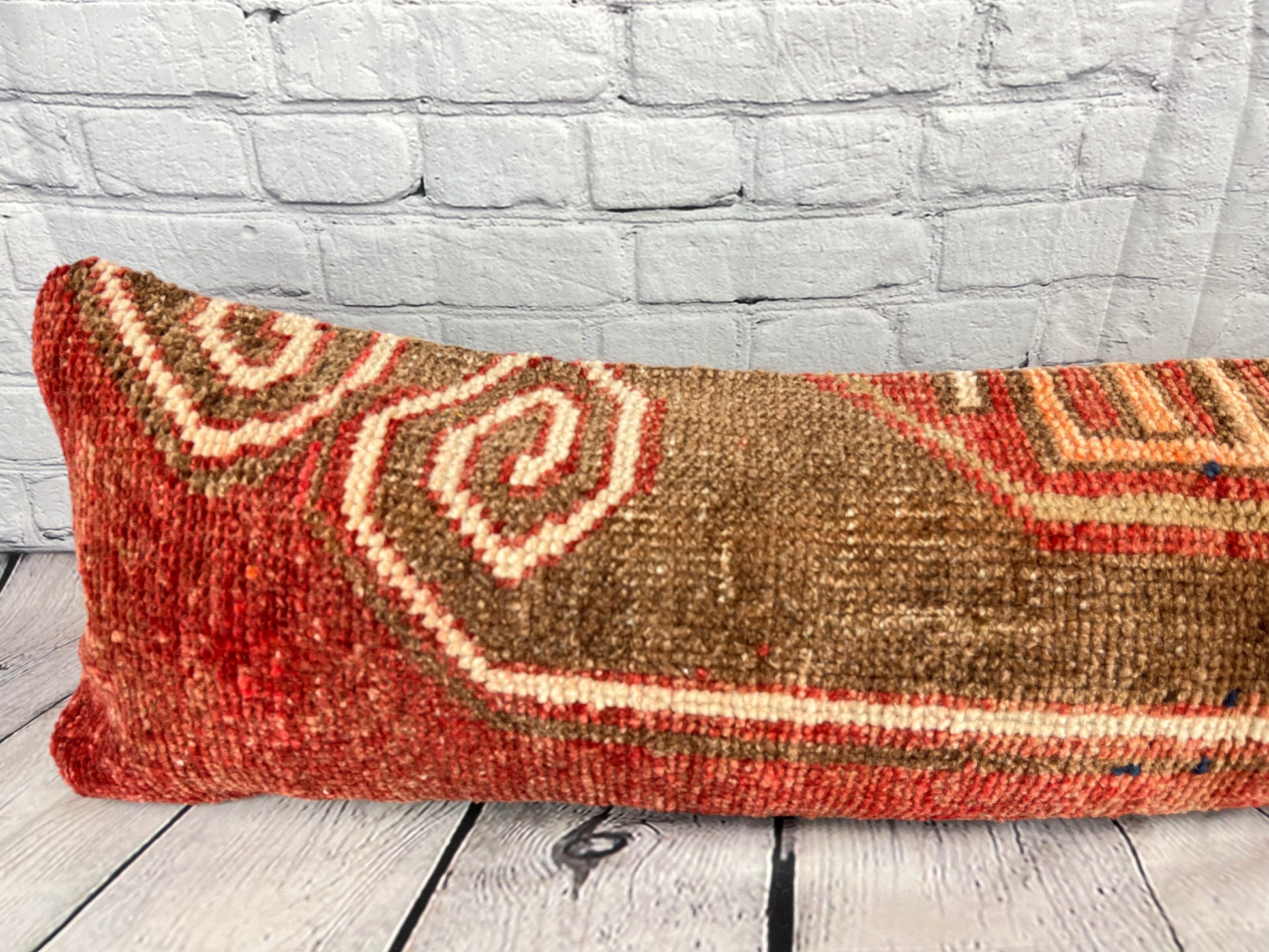 12 x 46 Lumbar Rug Pillow Aegean Cozy Turkish Pillow Cushion Cover #7757