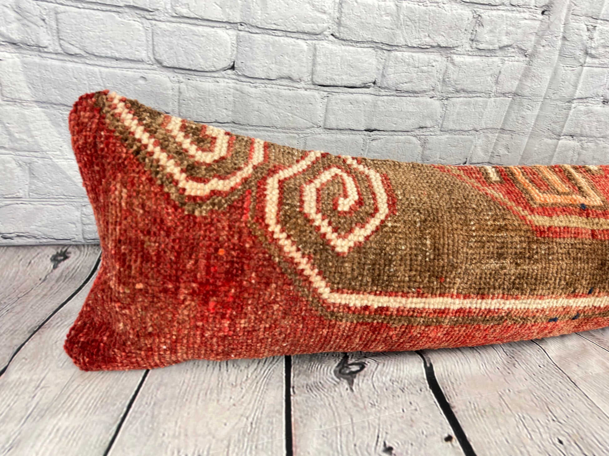 12 x 46 Lumbar Rug Pillow Aegean Cozy Turkish Pillow Cushion Cover #7757