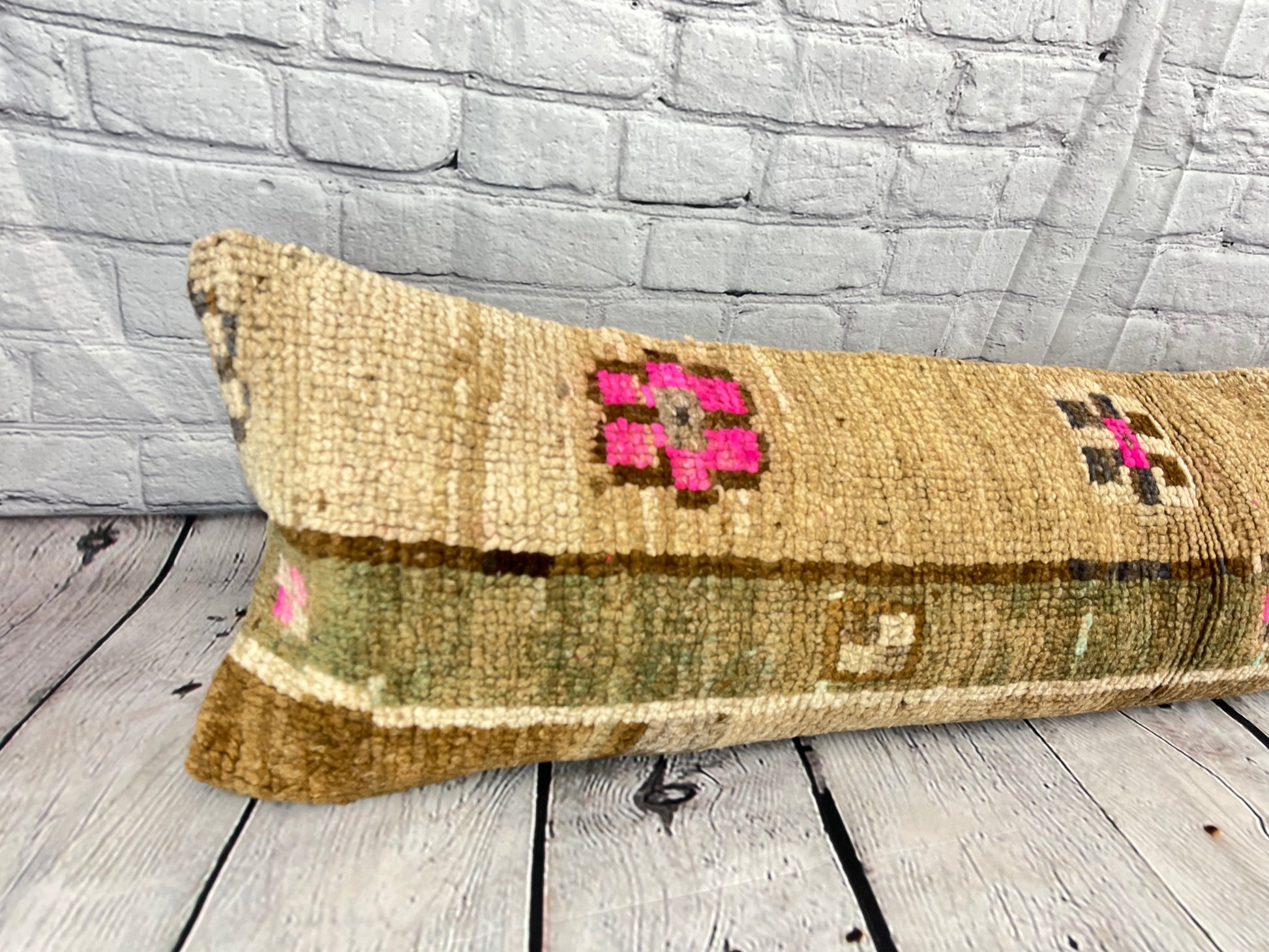 12 x 46 Lumbar Rug Pillow Comfort Nook Turkish Pillow Cushion Cover #7756