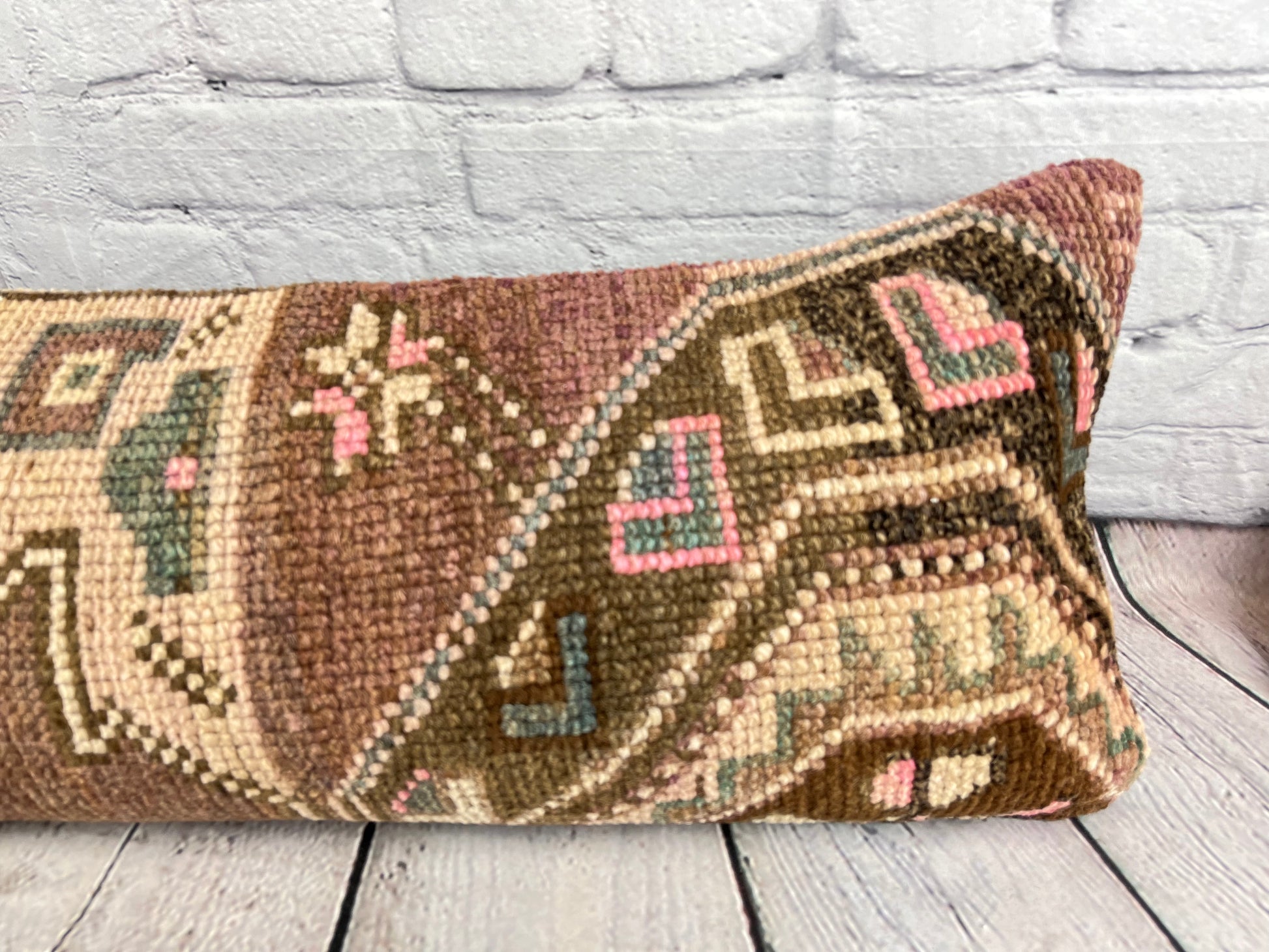 12 x 46 Lumbar Rug Pillow Nomadic Elegance Turkish Pillow Cushion Cover #7539