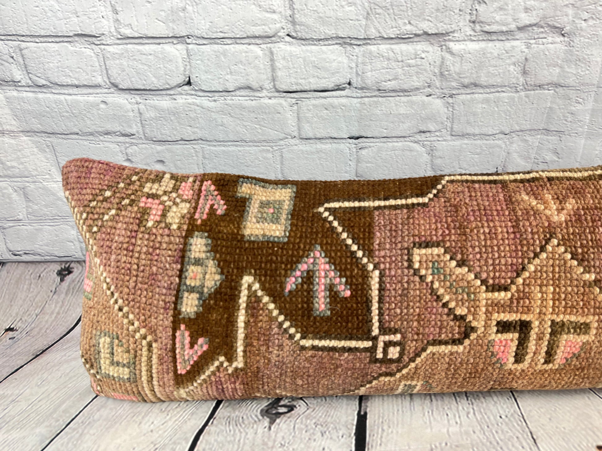 12 x 46 Lumbar Rug Pillow Nomadic Elegance Turkish Pillow Cushion Cover #7539