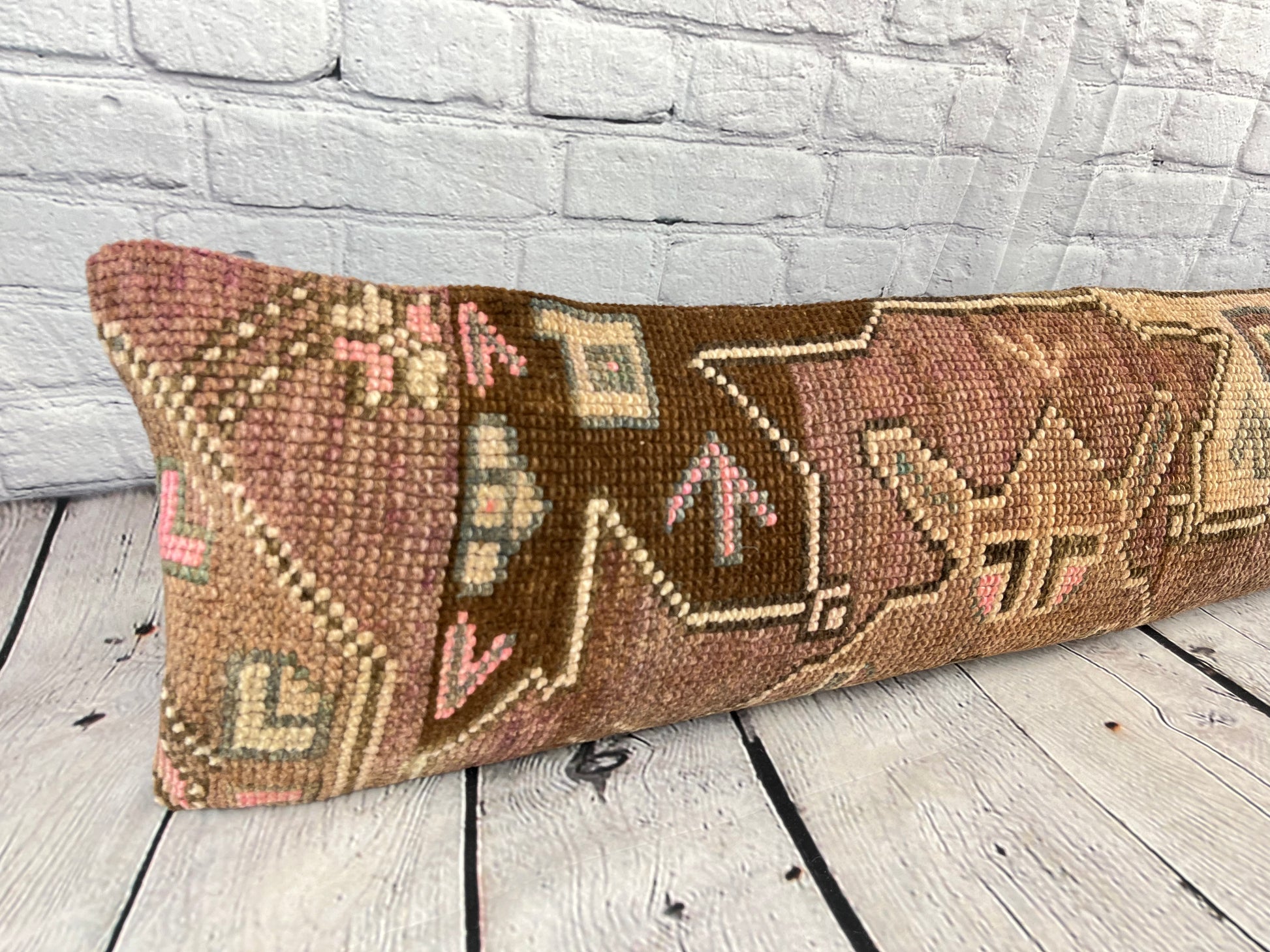 12 x 46 Lumbar Rug Pillow Nomadic Elegance Turkish Pillow Cushion Cover #7539