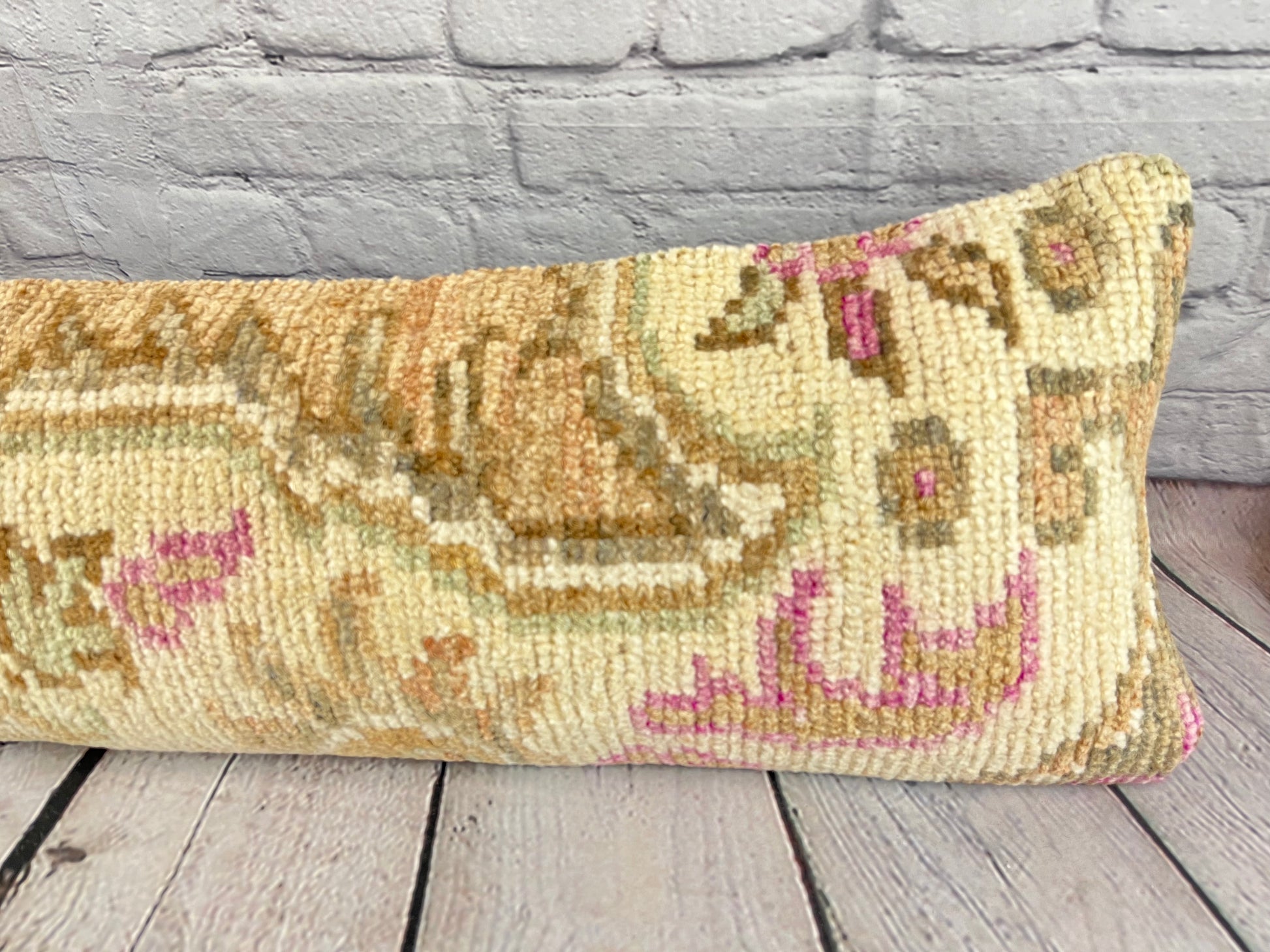 12 x 46 Lumbar Rug Pillow Embroidered Luxury Turkish Pillow Cushion Cover #7541