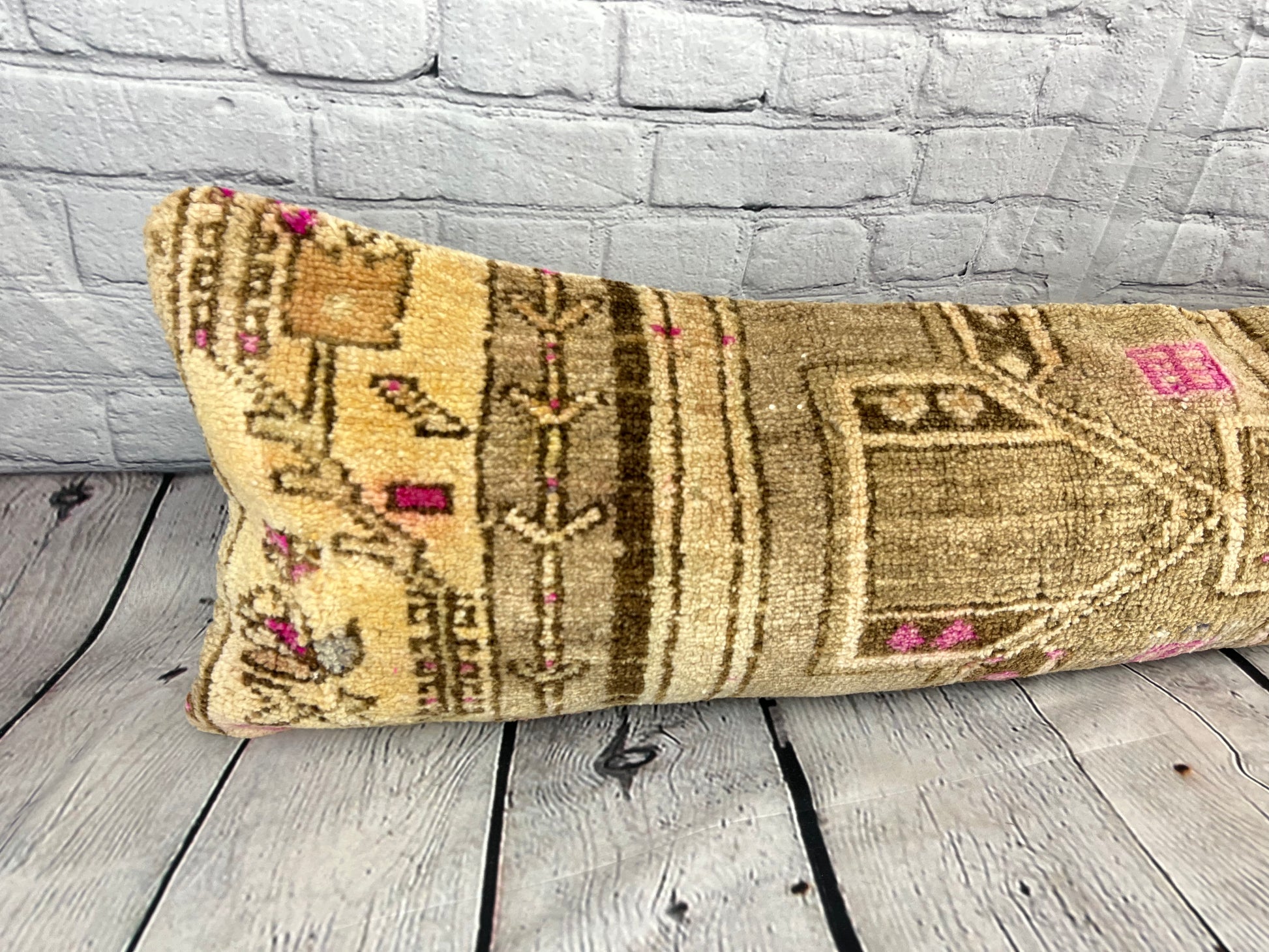 12 x 46 Lumbar Rug Pillow Sumptuous Textures Turkish Pillow Cushion Cover #7855