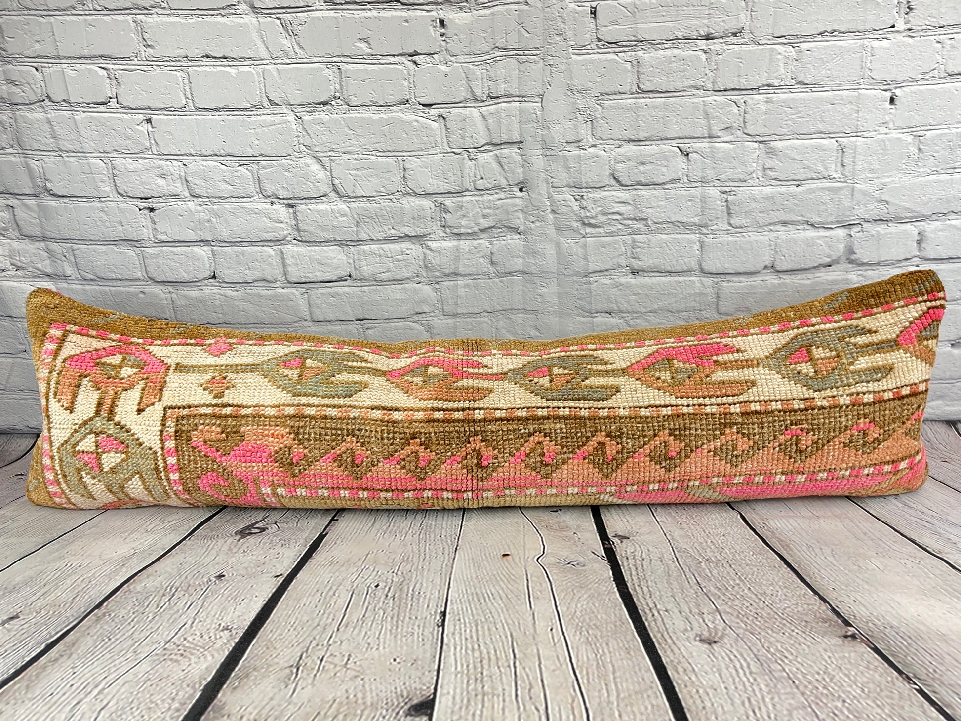 12 x 46 Lumbar Rug Pillow Vibrant Tradition Turkish Pillow Cushion Cover #7767