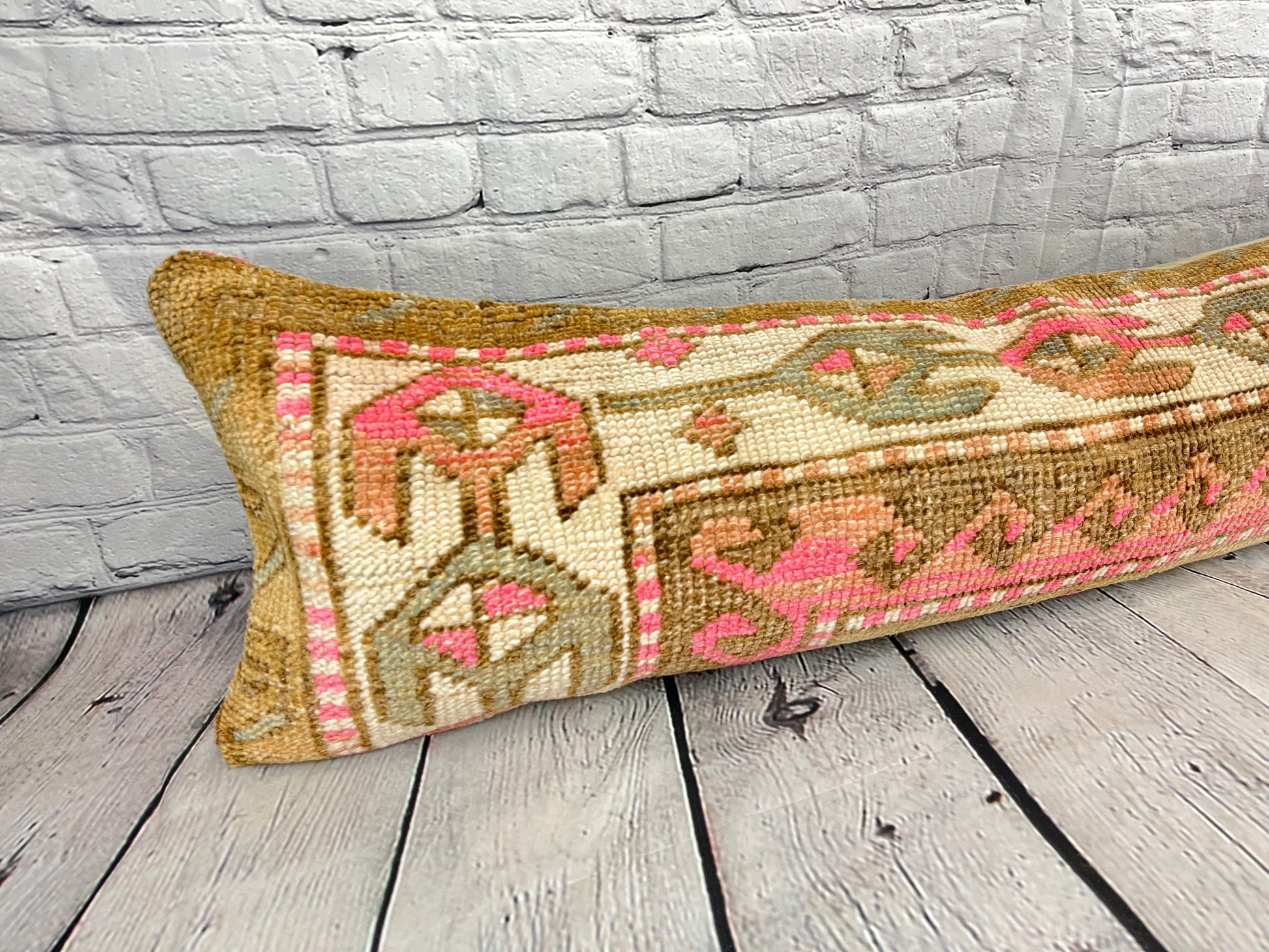 12 x 46 Lumbar Rug Pillow Vibrant Tradition Turkish Pillow Cushion Cover #7767