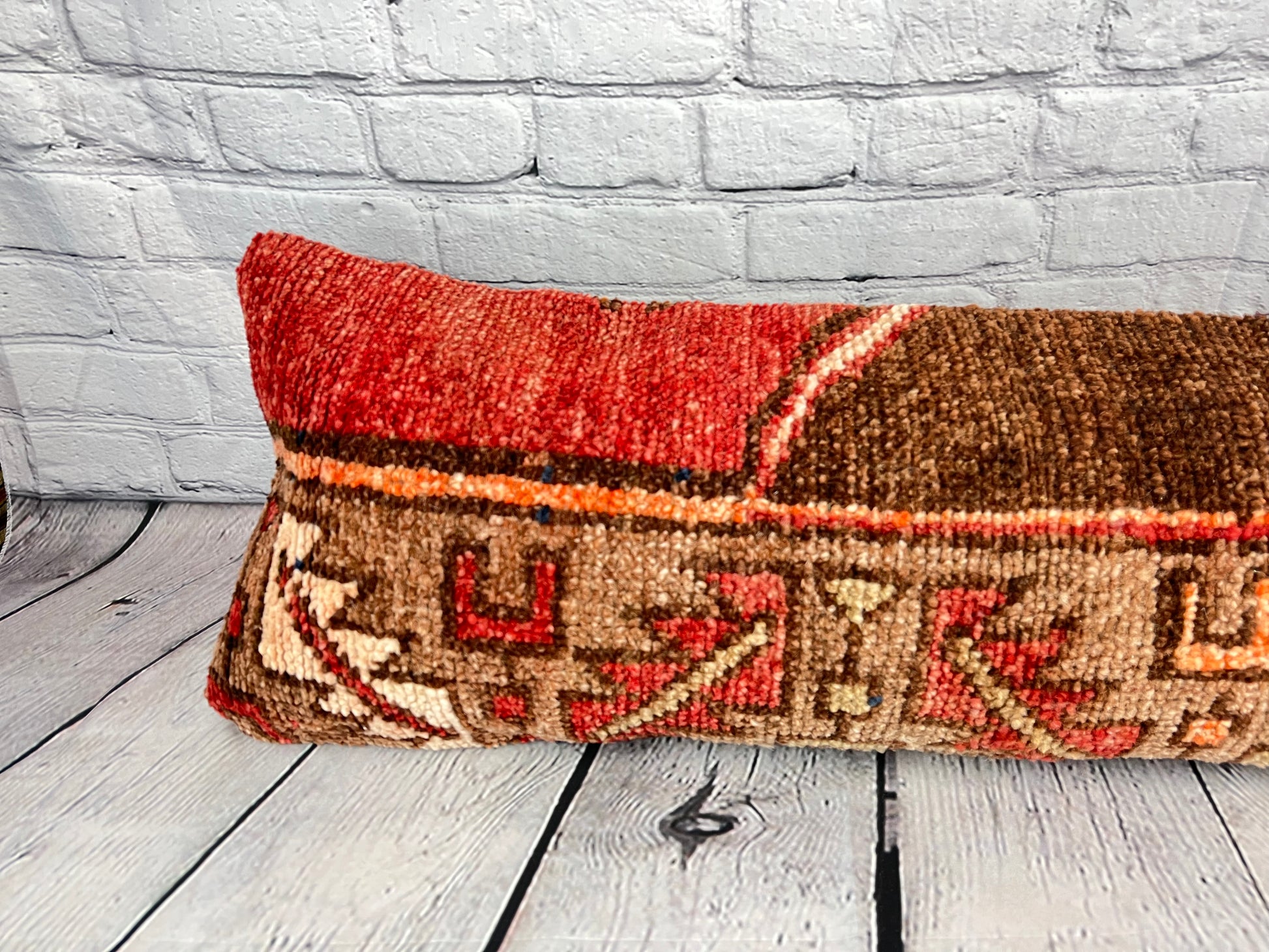 12 x 46 Lumbar Rug Pillow Bohemian Chic Turkish Pillow Cushion Cover #7789