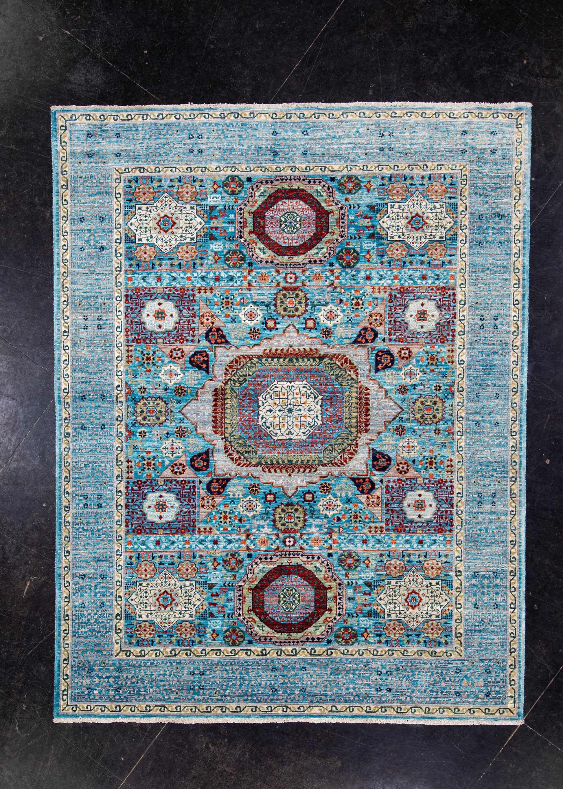 Oriental Hand Knotted Mamluk Rug 5' x 6'5" #SA-606