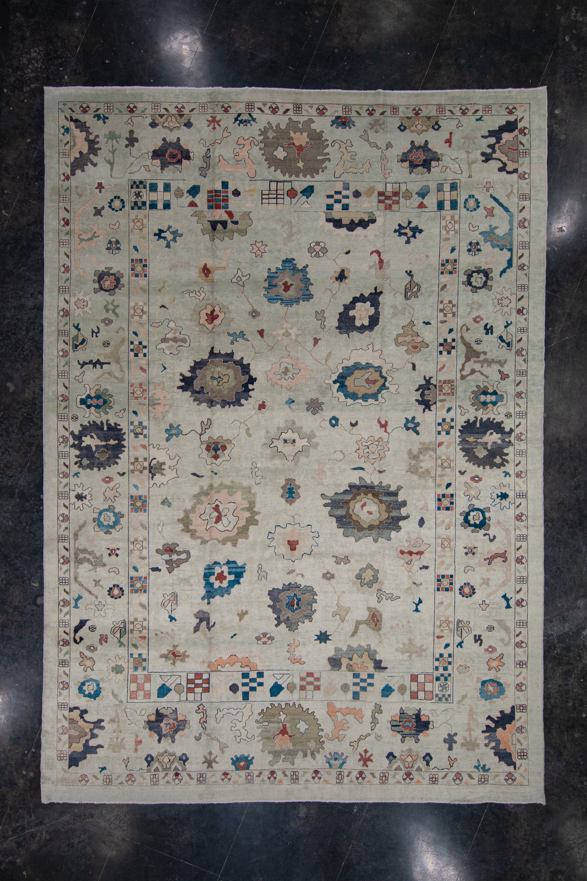 Turkish Old Wool Oushak Rug 13'6" x 19'2" #HS-2098