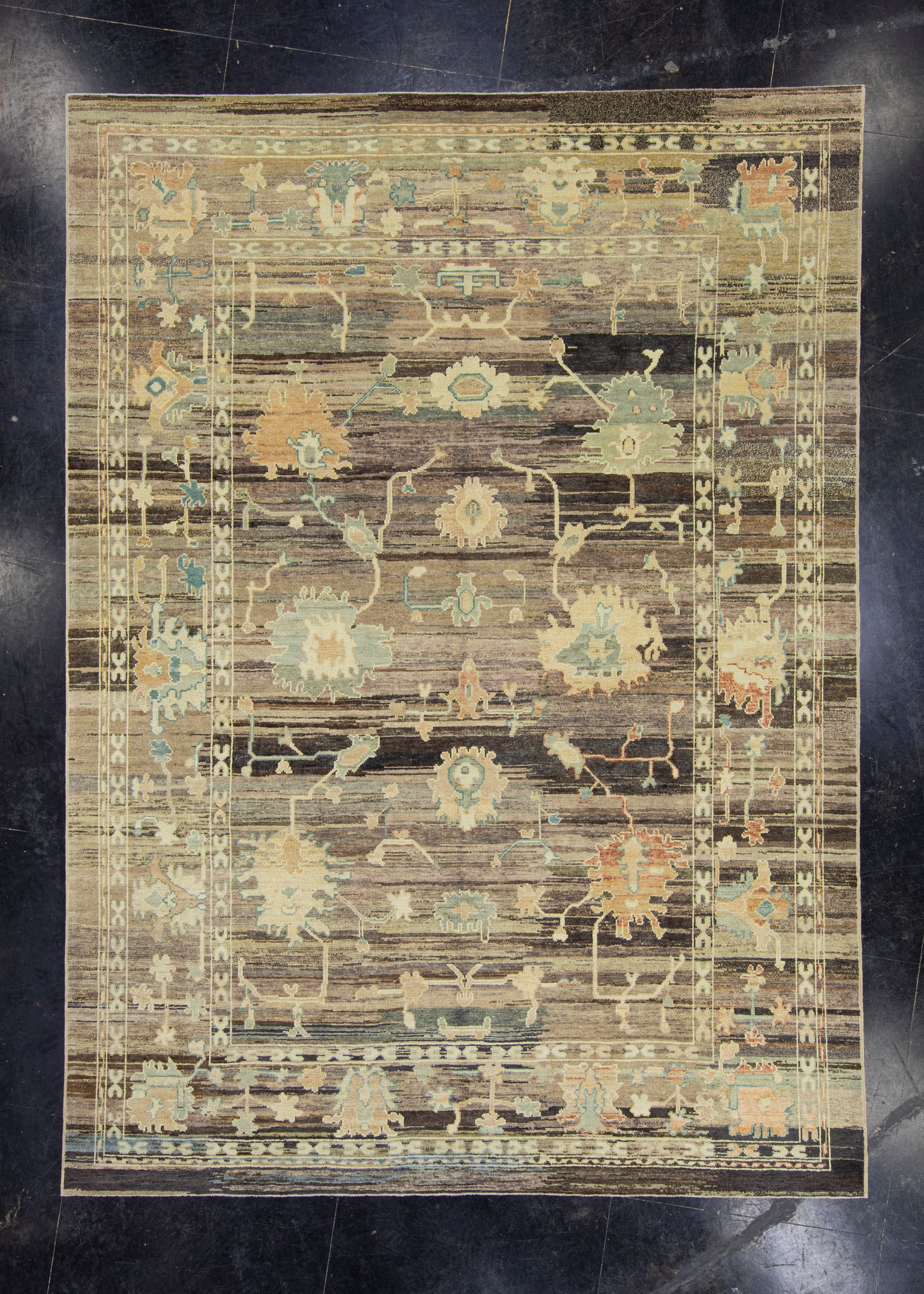 Turkish Old Wool Oushak Rug 8'9" x 12'1" #16776