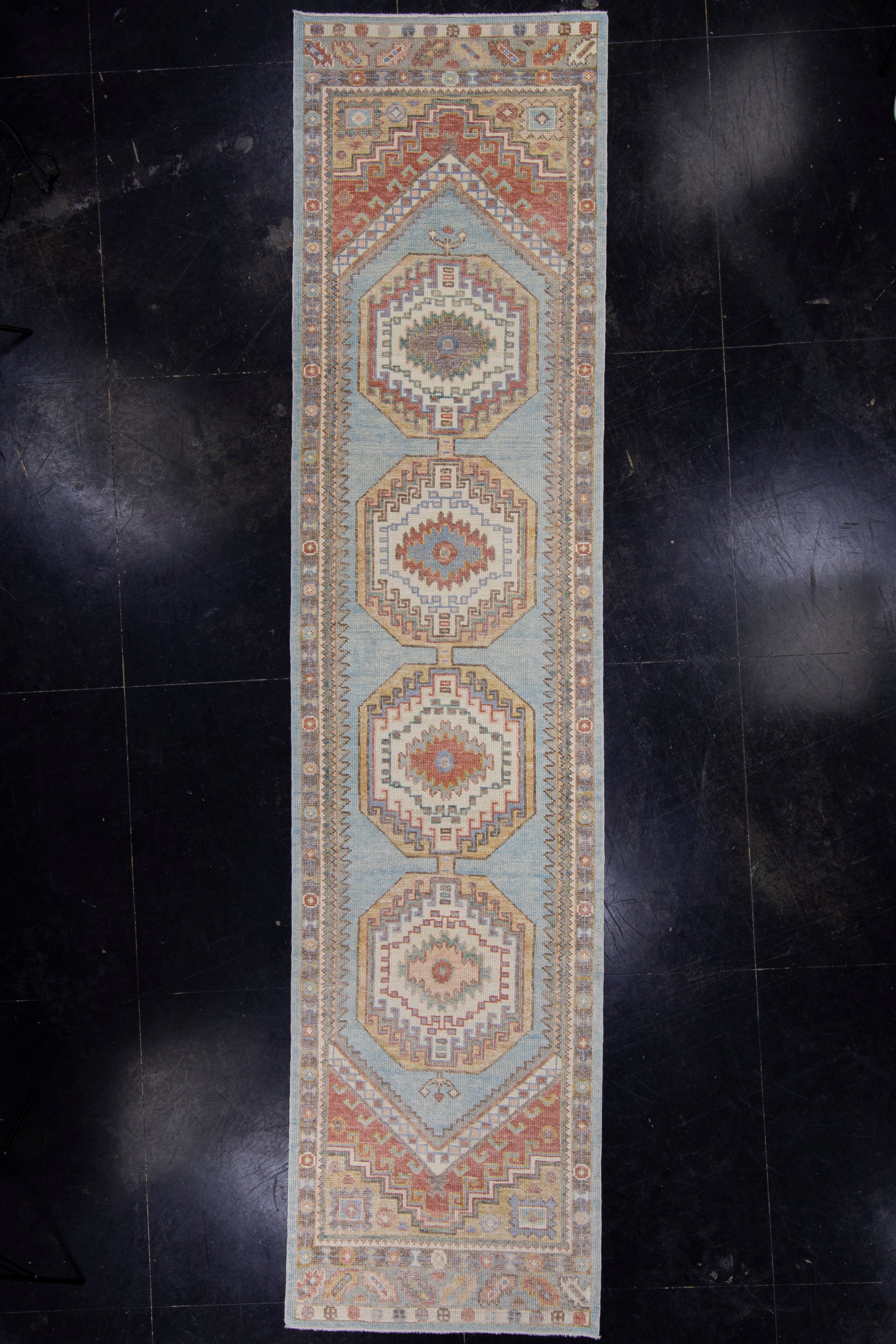 Turkish Oushak Runner Rug 3' x 12'8" #16725