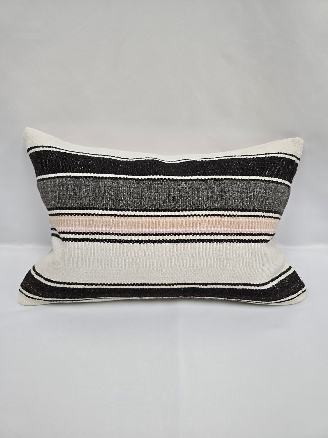 Turkish Hemp Pillow Cushion Natural White Black Pillow Cushion Cover 16" x 24" #9200