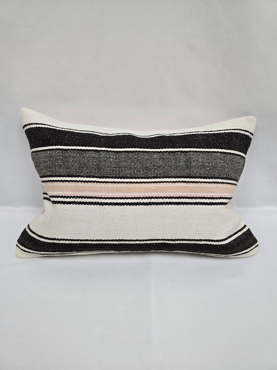 Turkish Hemp Pillow Cushion Natural White Black Pillow Cushion Cover 16" x 24" #9200