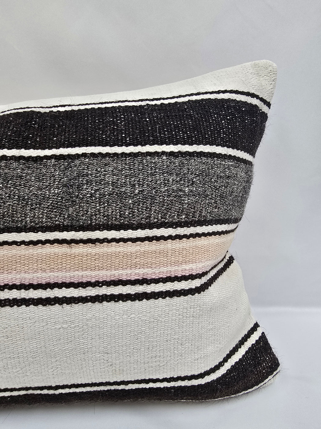 Turkish Hemp Pillow Cushion Natural White Black Pillow Cushion Cover 16" x 24" #9200
