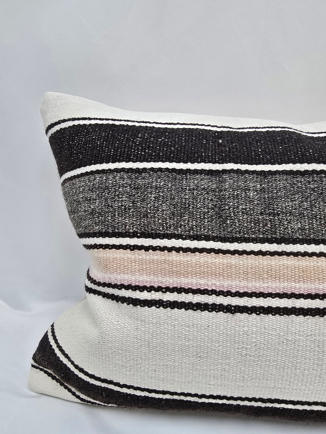 Turkish Hemp Pillow Cushion Natural White Black Pillow Cushion Cover 16" x 24" #9200