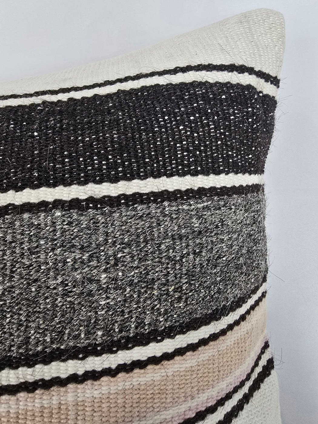 Turkish Hemp Pillow Cushion Natural White Black Pillow Cushion Cover 16" x 24" #9200