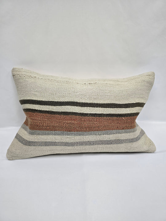 Turkish Hemp Pillow Cushion Natural White Brown Pillow Cushion Cover 16" x 24" #9199