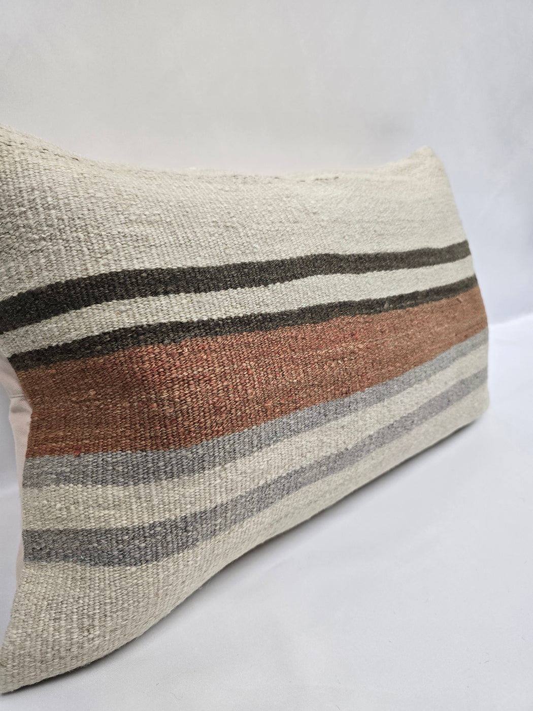 Turkish Hemp Pillow Cushion Natural White Brown Pillow Cushion Cover 16" x 24" #9199